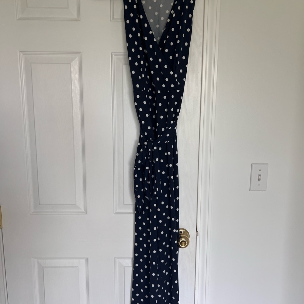 Nina Leonard Blue and White Elegant Jumpsuit